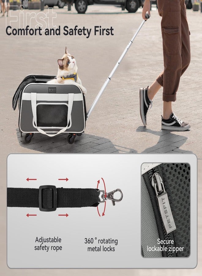 بتس فيت حاملة قطط PETSFIT معتمدة من شركات الطيران، مزودة بعجلات، مصممة للكلاب والقطط الصغيرة، مع حبل أمان قابل للتعديل وعجلات قابلة للإزالة. - Image 4
